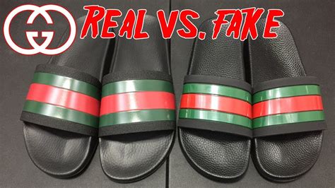 gucci slides real vs fake floral|Gucci knockoff slides for men.